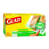 Glad Sandwich Zipper Bags 16.8cm x 14.9cm 100ct