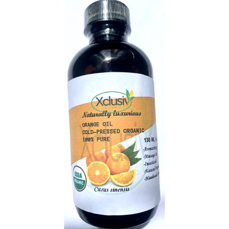 Xclusiv Organics Orange Oil USDA ORGANIC Essential Oil Cold Pressed 130 ML 4 Oz